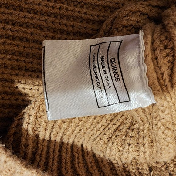 Quince 100% Organic Cotton Fisherman Crew Sweater Medium Tan - Picture 7 of 8